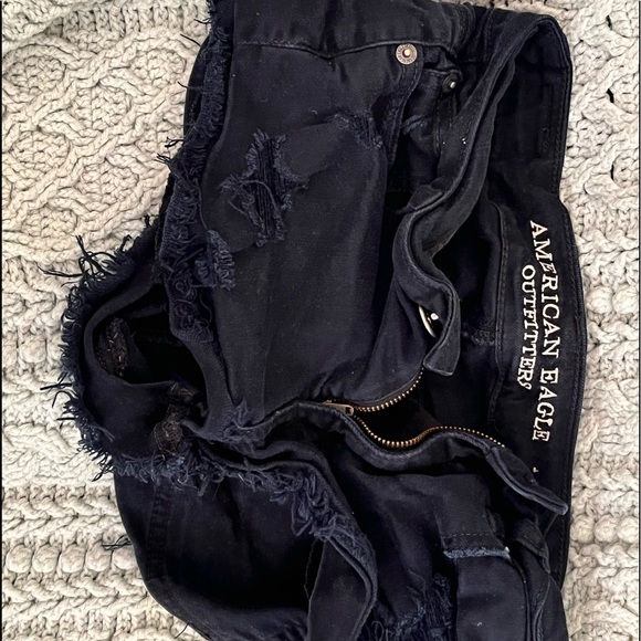 Black Short Distressed Jean Shorts - Picture 1 of 2